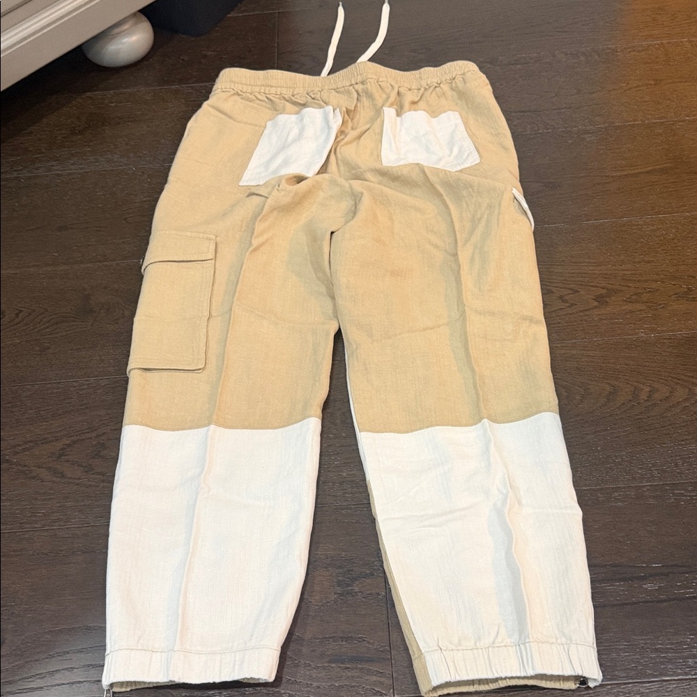 NWT! J. Crew Tie Waist Linen Blend Color-block Joggers - Size 12 - Picture 2 of 6